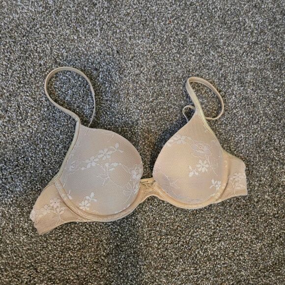 Maidenform Perfect Shape Nude Lace Padded Push Up T Shirt Bra 34B - Picture 1 of 7